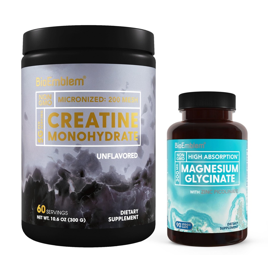 BioEmblem Magnesium Glycinate with Zinc and Creatine Monohydrate Powder