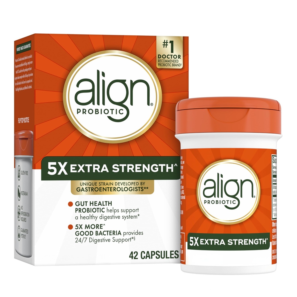 Allineare Probiotici, Extra Forza, Probiotici per Donne e Uomini, Probiotici per Uomini, Capsule Probiotici hanno 5X CFU, 42 Capsule