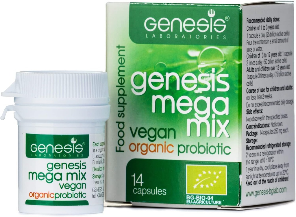 MegaMix BIO Probiotic for Gut Health | Shelf Stable Probiotics for Women & Men with Lactobacillus & Bifidobacterium for Digestive, Immune & Gastrointestinal Support - Vegan, 14 Kapseln