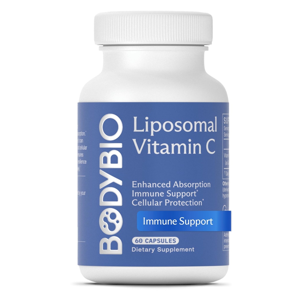BodyBio Liposomal Vitamin C - Leistungsstarkes Antioxidans für Immununterstützung und Zellgesundheit, reine Ascorbinsäure mit maximaler Absorption