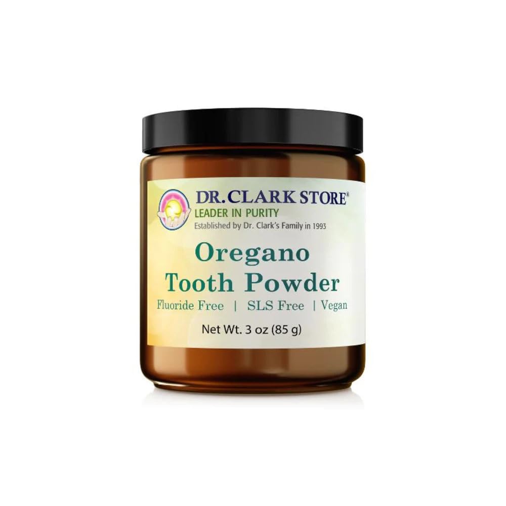 Dr Clark Oregano Poudre de dents – 3oz, Santé Orale Naturelle et Formule de Blanchiment des dents