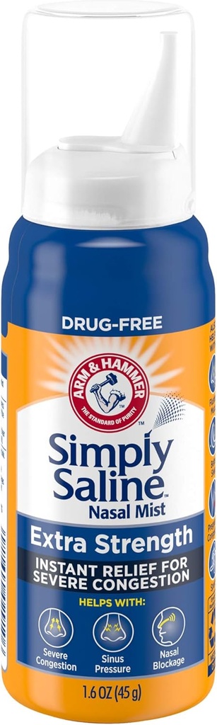 Arme et marteau Saline Nasal Mist Force supplémentaire, Congestion sévère, 1.6 Once