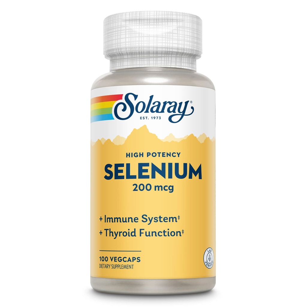 Solaray Selen, hohe Potenz, gesundes Immunsystem, Schilddrüsenfunktion & antioxidative Unterstützung, 100 VegCaps