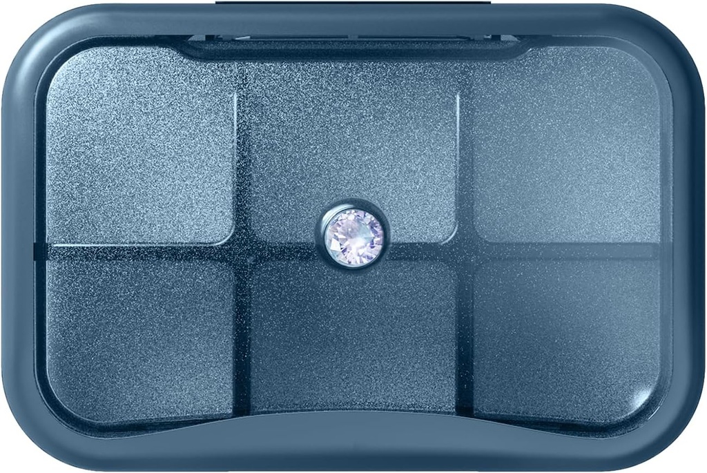 6 Compartment Travel Pill Organizer, Kleine Pille Box für Geldbeutel, Tasche Tägliche Pille Case Tragbare Medizin Pillenbehälter, Wöchentliche Vitamin Holder Organizer (blau mit Strass)