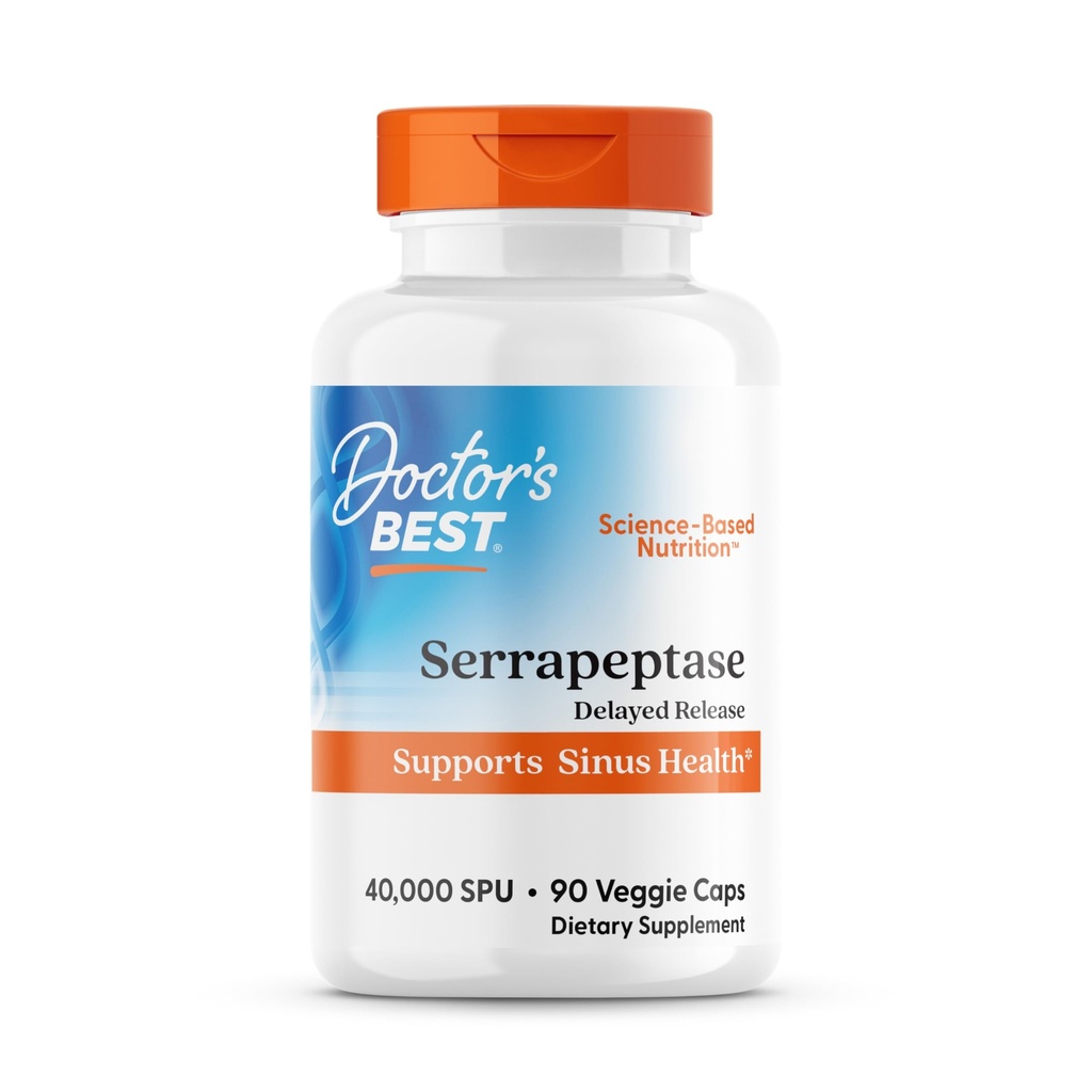 Doctor's BEST Serrapeptase, 40.000 SPU, Supporta la salute del seno, non OGM, Vegan 90 Veggie Caps