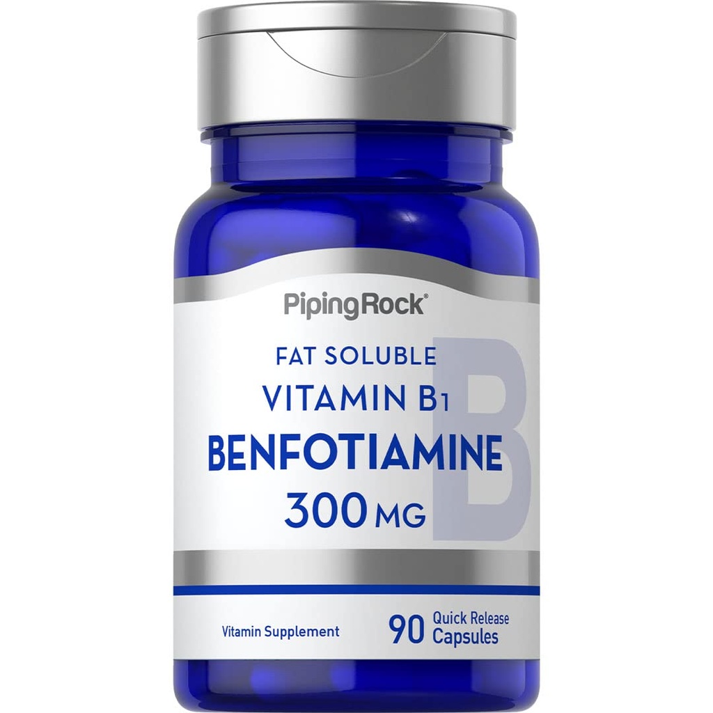 Piping Rock Benfotiamine 300mg | 90 capsule | Vitamina solubile grassa B1 | Non OGM, Integratore senza glutine