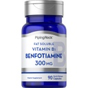 Piping Rock Benfotiamine 300mg | 90 Kapseln | Fett lösliches Vitamin B1 | Non-GMO, Glutenfreie Ergänzung