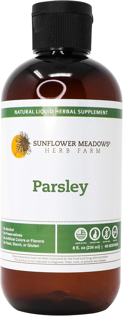 Supplément à base de plantes liquides de persil - 8oz- Sans alcool, non-OGM, fabriqué avec des ingrédients biologiques