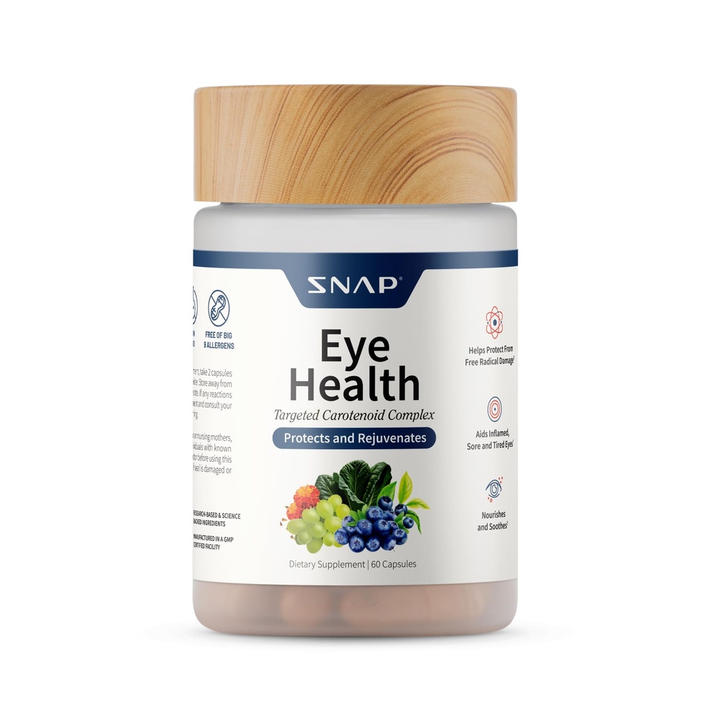 Snap Supplements Augengesundheit Kapseln mit Lutein, Zeaxanthin, Bilberry & Lycopene – Unterstützt Vision, Augenfunktion & Gesamte Augengesundheit – 60 Kapseln