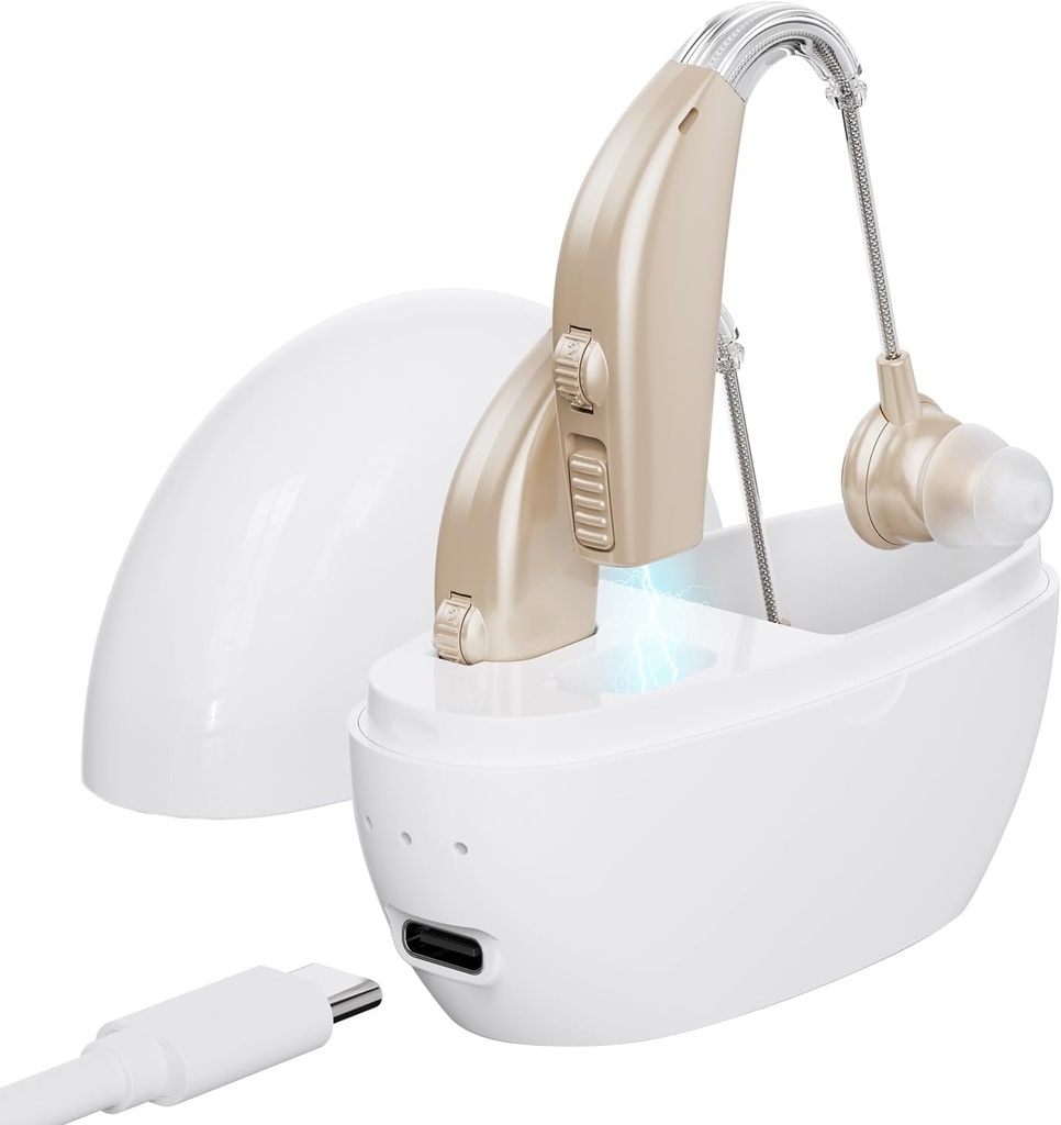 Hörgeräte Hörgeräte Hörverstärker für Senioren wiederaufladbar mit Lärm abbrechen Hörgerät Verlust Verstärker Senioren und Erwachsene Lade Case Volume Control