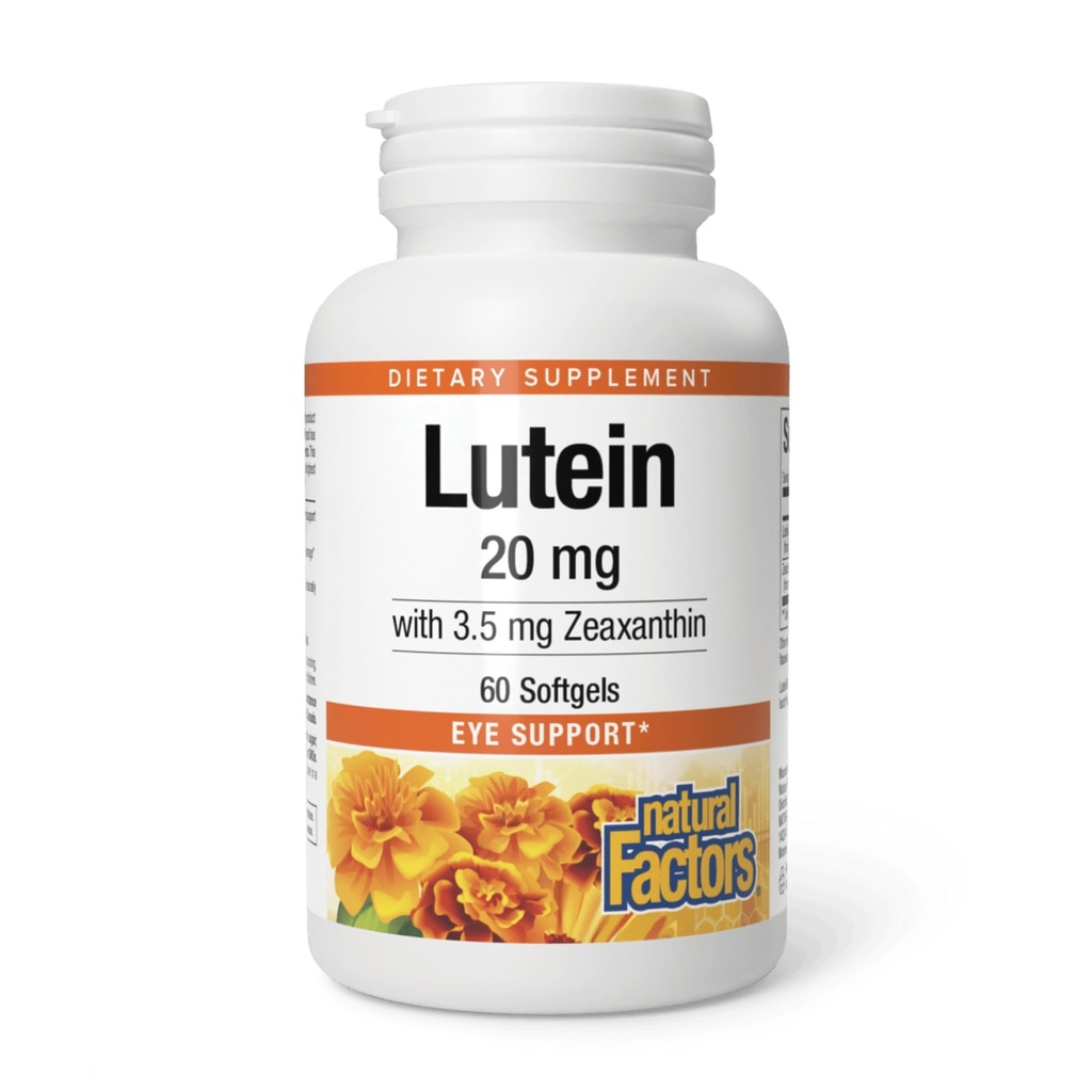 Natürliche Faktoren - Lutein 20mg, natürliches Antioxidans zur Unterstützung der Augengesundheit, 60 weiche Gele