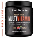 Poudre de multivitamine - Mélange de boisson pour hommes femmes BCAA Amino Acids Won=T Upset Your Stomach - Kéto Vegan Multivitamine Fruit Punch - Electrolytes Super B complexe Enzyme digestive