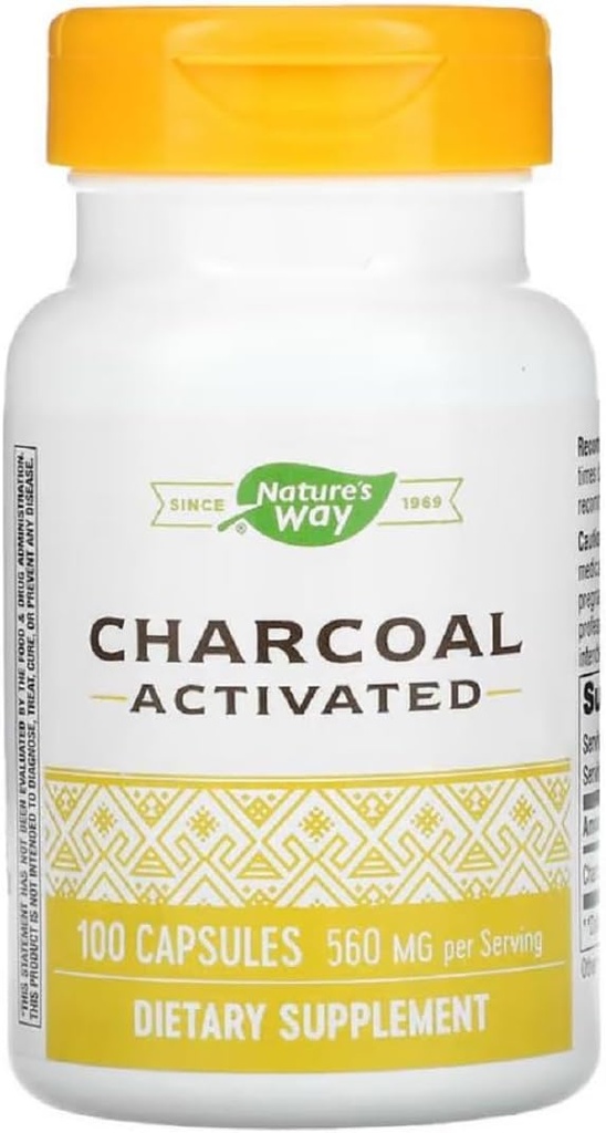 Natures Way attivato Charcoal Intestinal Cleanser Capsule, 260 mg - 100 per confezione - 3 confezioni per case.3