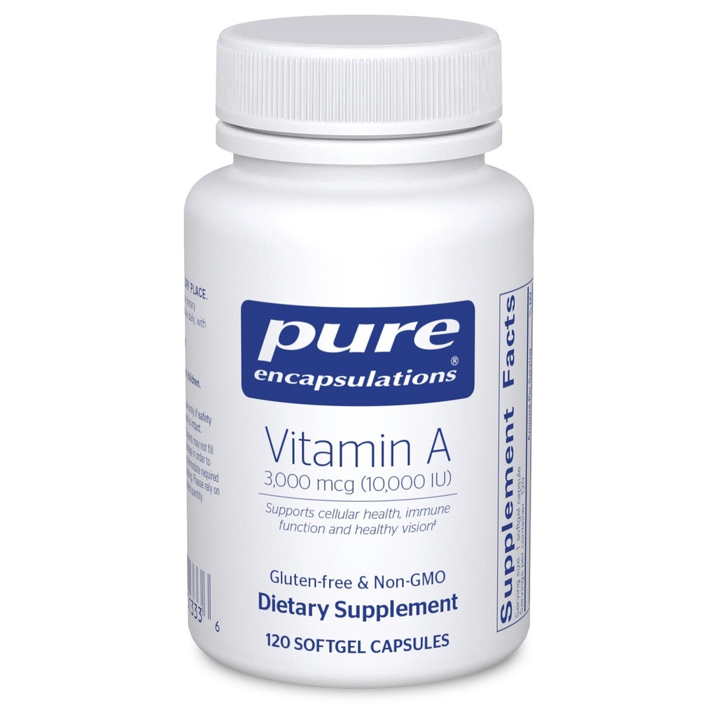 Pure Encapsulations Vitamina A - 3.000 mcg - da Cod Liver Oil - Immune & Vision Support* - Vitamina A Palmitate Supplement - Non-GMO - 120 Softgel Capsule