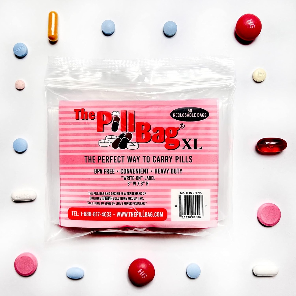 Medizin Pill Organizer, Etiketten für AM/PM, Versiegelbare, tragbare, Einweg-Pouches für Medizin, Vitamine, Gummie,Kunststoff-Pille-Taschen für Reisen, Spaziergänge XL Größe |100 Zähler (2 Packungen von 50)