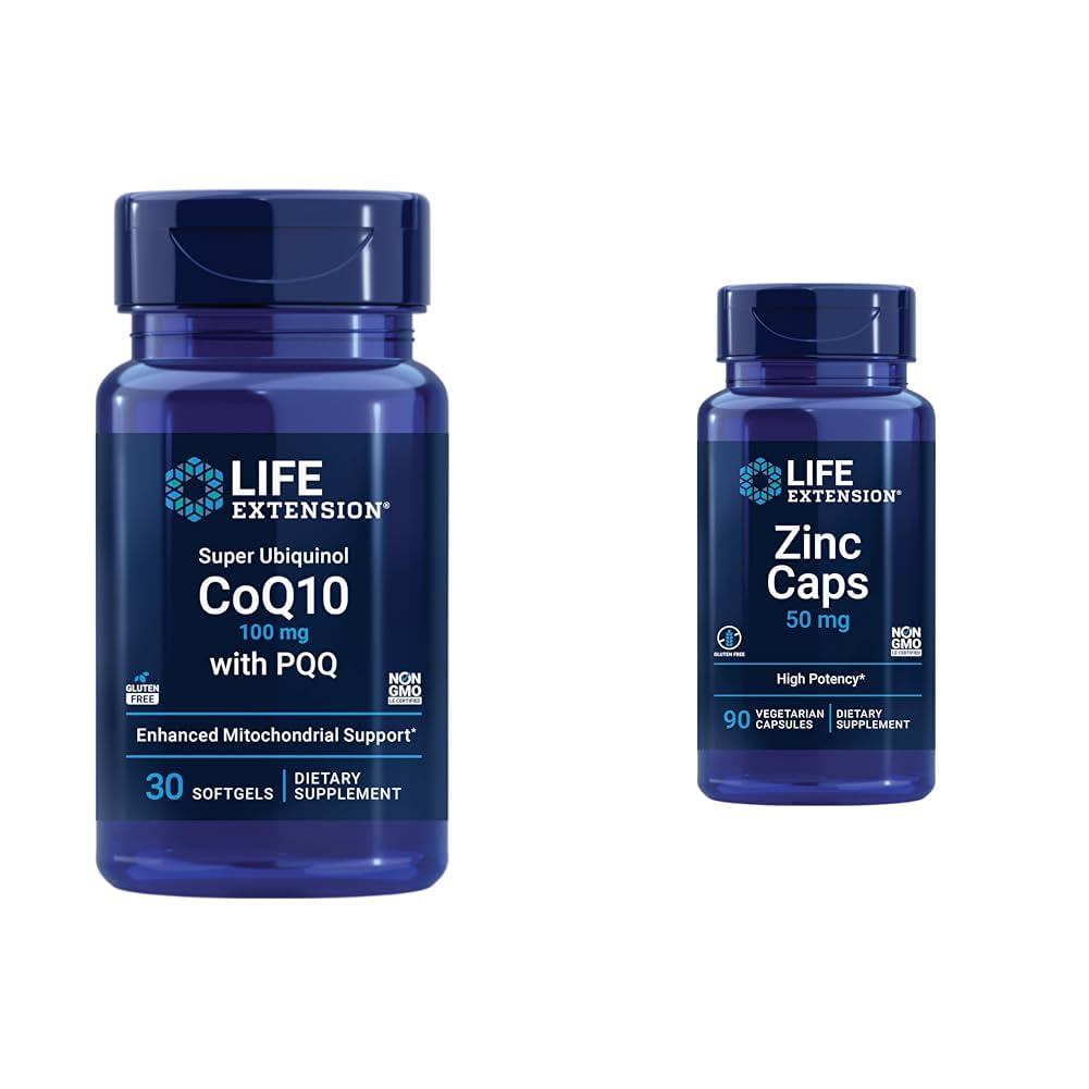 Estensione della vita Super Ubiquinol CoQ10 con PQQ, CoQ10, PQQ, shilajit, Heart Health & Zinc Caps, zinco 50 mg, zinco Citrato, Supporto Le difese immunitarie del corpo