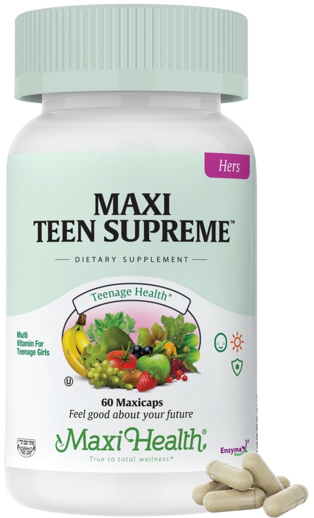 Teen Vitamine für Mädchen 12-17 - Teen Multivitamin Supreme mit D3, Eisen, Calcium, Biotin, Verdauungsenzyme – Teenager-Mädchen Multi Vitamine für Energie, Immun- & Stimmungsunterstützung – 60 Zähler