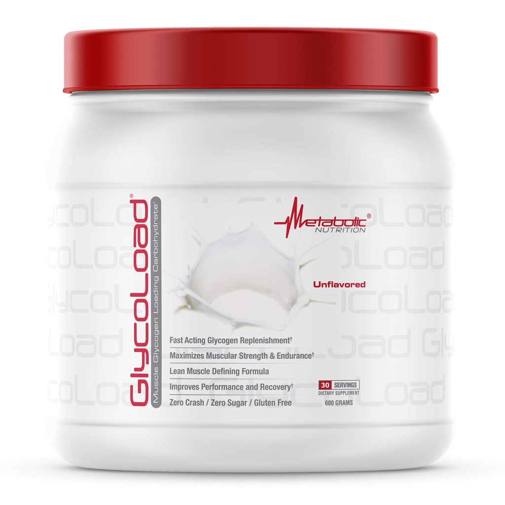 Nutrition métabolique, Glycoload, 100% Micronized Cluster Dextrine Poudre de glucides, Glycogen musculaire Chargement d'hydrates de glucides, Supplément d'entraînement avant intra, Sans arôme, 600 gm (30 ser)