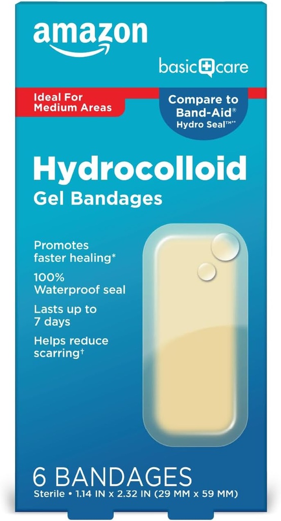 Cura di base Avanzata Cura veloce Guarigione idrocolloide Gel Bandages, Grande, 6 ct