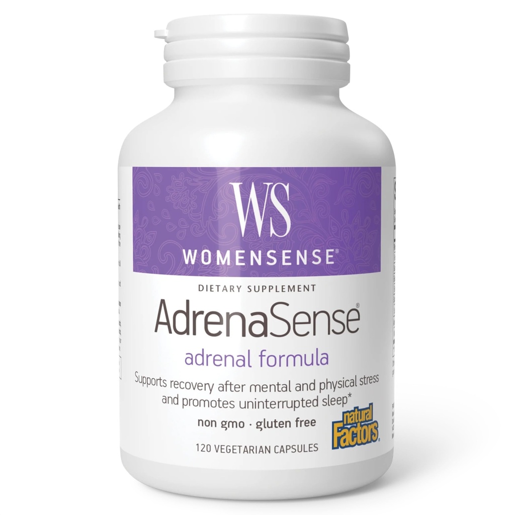 DonnaSense AdrenaSense da Fattori Naturali, AdrenaSense, Supplemento di erbe per il supporto surrenale e lo stress sollievo, Vegan, Non OGM, 120 capsule