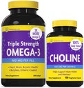 InnovixLabs Choline & Triple Omega-3 Bundle Choline Bitartrate 550mg (100 Kapseln) Triple Strength Omega (200 Softgels). Unterstützt Gedächtnis, Stimmung, Gehirn Gesundheit & Boost kognitiv.*