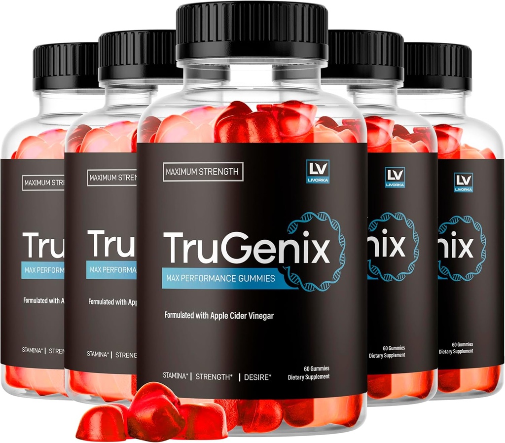 (5 Pack) TruGenix Gummies, TruGenix Gummies für Herren, Offizielle TruGenix Gummies Advanced Formula, TruGenix ACV Gummies, TruGenix Support Supplement Gummies, Premium Formula, 300 Gummies für 5 Monate