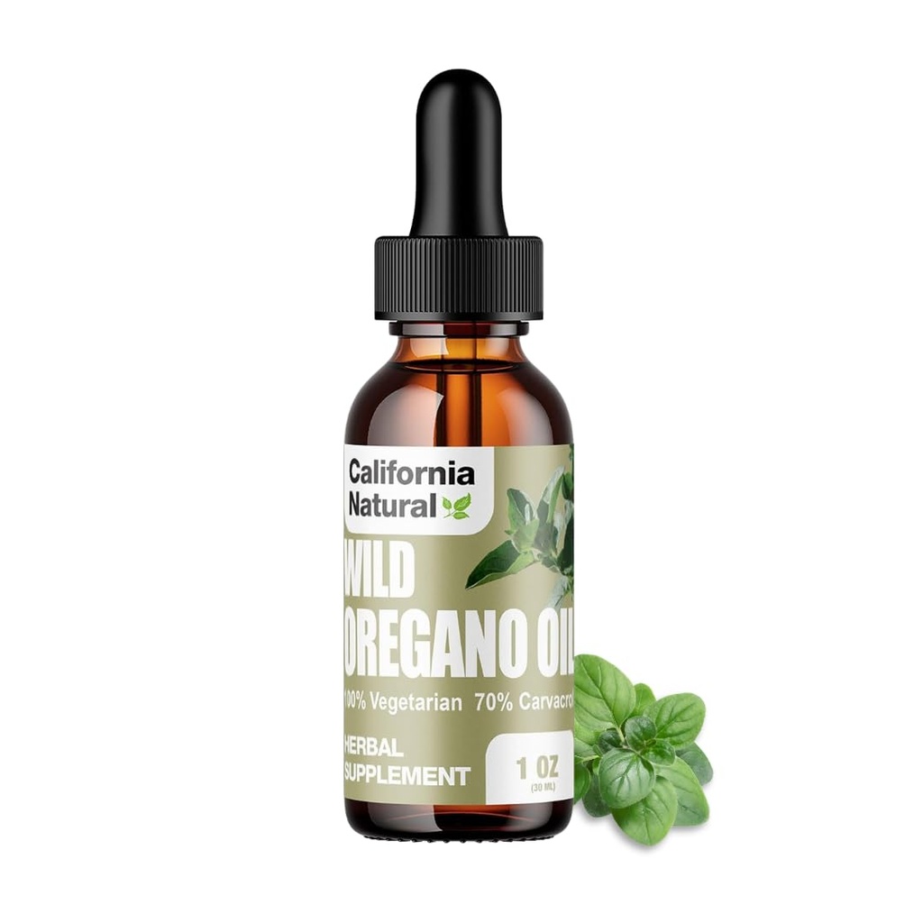 Huile d'origan sauvage 1 oz bouteille - California Natural - Système immunitaire et soutien digestif - Promouvoir la santé Gut et la digestion saine - 100% végétarien - 70% Carvacrol - supplément à base de plantes - 1 oz