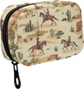 Fustylead Cowboy Equitazione e Desert Cactus Pill Organizer per Purse, Weekly Portable Pill Box con Zipper a Storage Vitamins Fish Oils Farmaci Supplementi