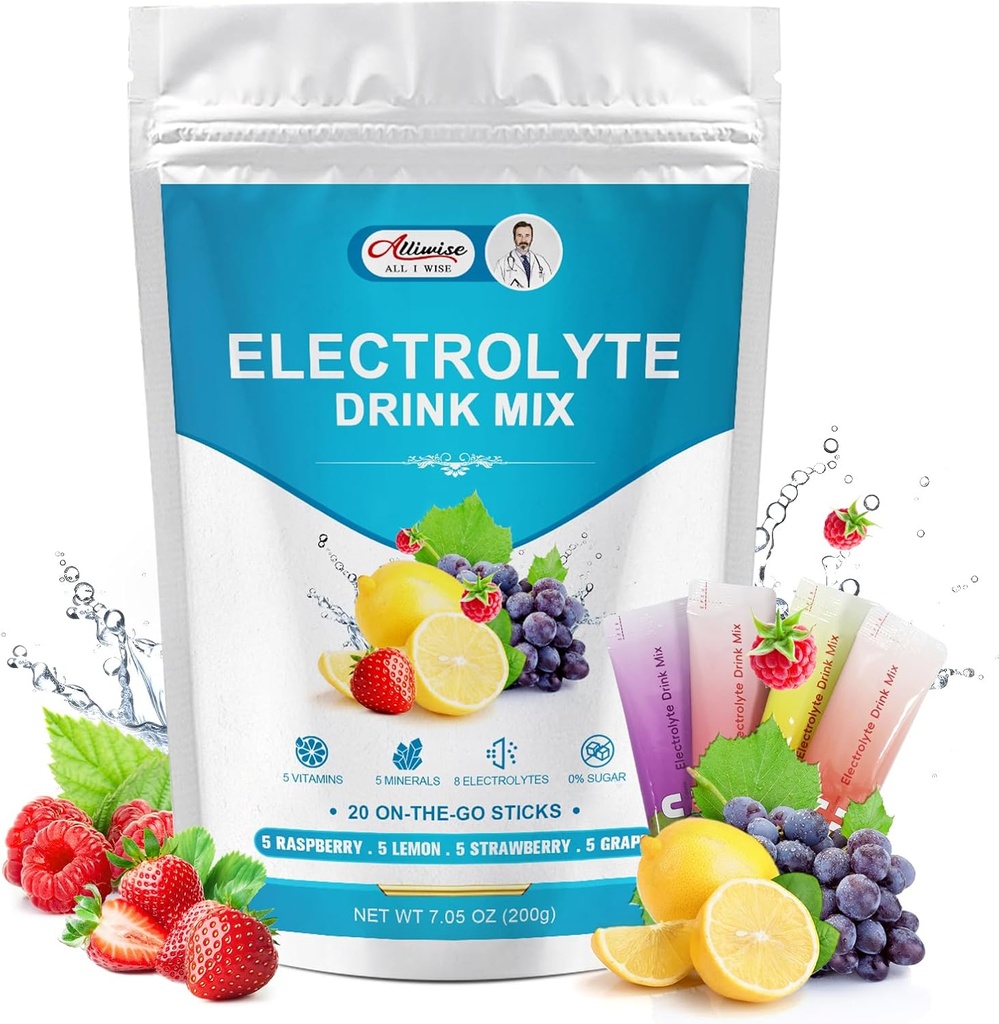 Hydrate Elektrolyte Pulver-Packets,Zero-Zucker-Elektrolyten,Electrolyte Drink Mix 20 Pack