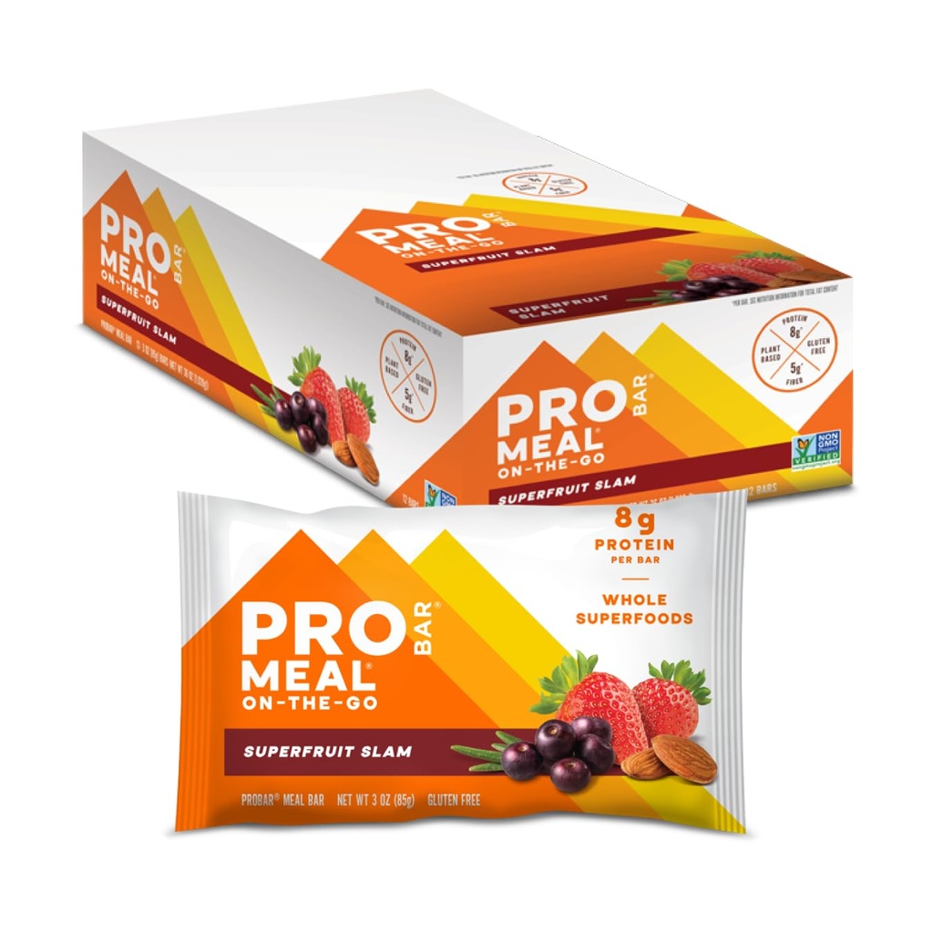 PROBAR - MEAL Bar, Superfruit Slam, Non-GMO, Glutenfrei, Gesund, Pflanzenbasiert, Ganzwertig Zutaten, Natürliche Energie (12 Zähler)