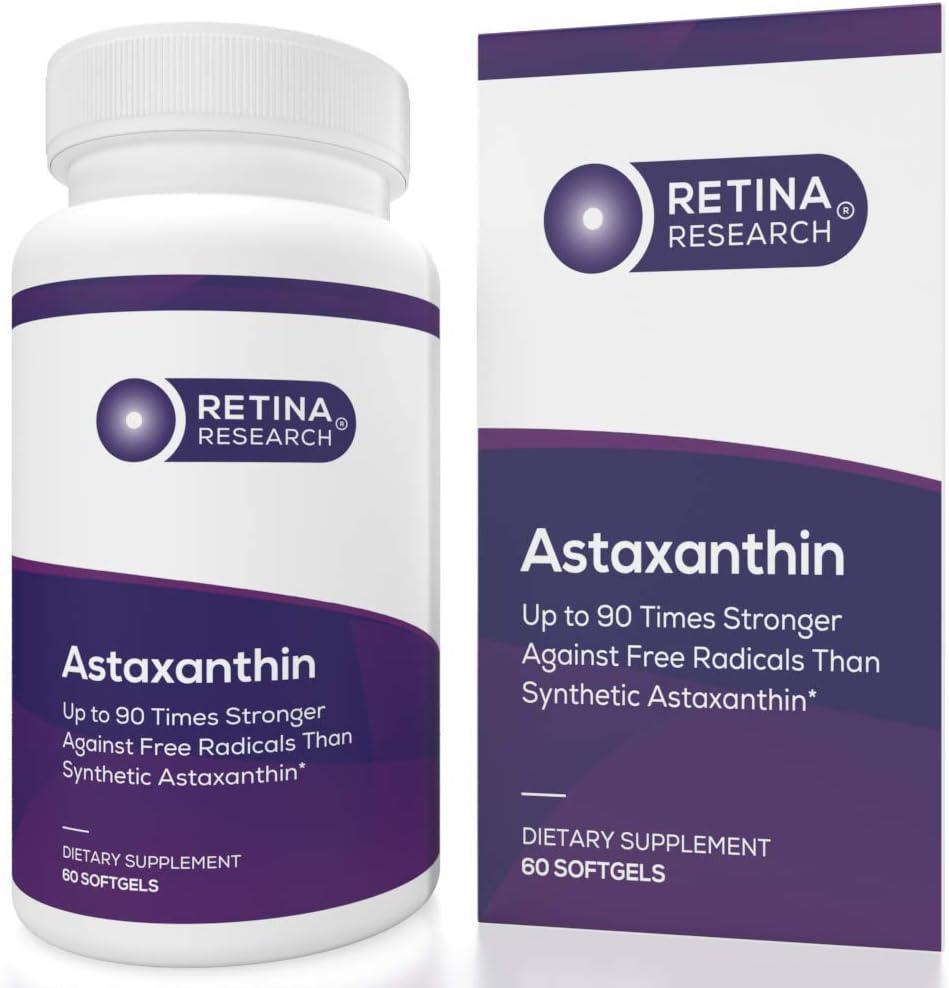 Natürliches Astaxanthin-Augen-Vitamin 10mg - Nahrungsergänzungsmittel zur Unterstützung der Augengesundheit - Bis zu 90 Mal stärker als synthetisch - von Ärzten - 3rd Party Certified - 60 Softgels