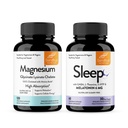 Sandhu's Magnesium Glycinate Lysinate Easy to Swallow 120 Kapseln & Schlaf 60 Kapseln – Non-Habit Forming 5-in-1 Sleep Aid Supplement| Unterstützt Restful Sleep, Muskel & Herz Gesundheit Made in USA