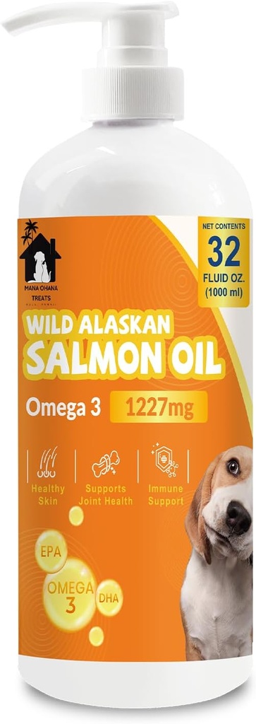 Lachsöl für Hunde & Katzen | Omega 3 Fischöl-Ergänzung für gesunde Haut & Coat, Gelenk & Knochen-Unterstützung, Allergie Relief & Entzündung Verteidigung | 32oz