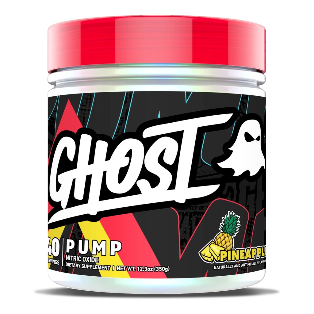 Pompe GHOST Oxyde nitrique en poudre, ananas - 40 portions - Suppléments sans sucre et sans stimulants - L-Citrulline, nitrate d'arginine et L-glutathion - Soy et sans gluten, végétalien