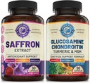 Pure Saffron Extract & Advanced Joint Support Bundle (One Bottle Each). Supports Mood, Energy Boost, Metabolic Function, and Joint Health. USA Made.