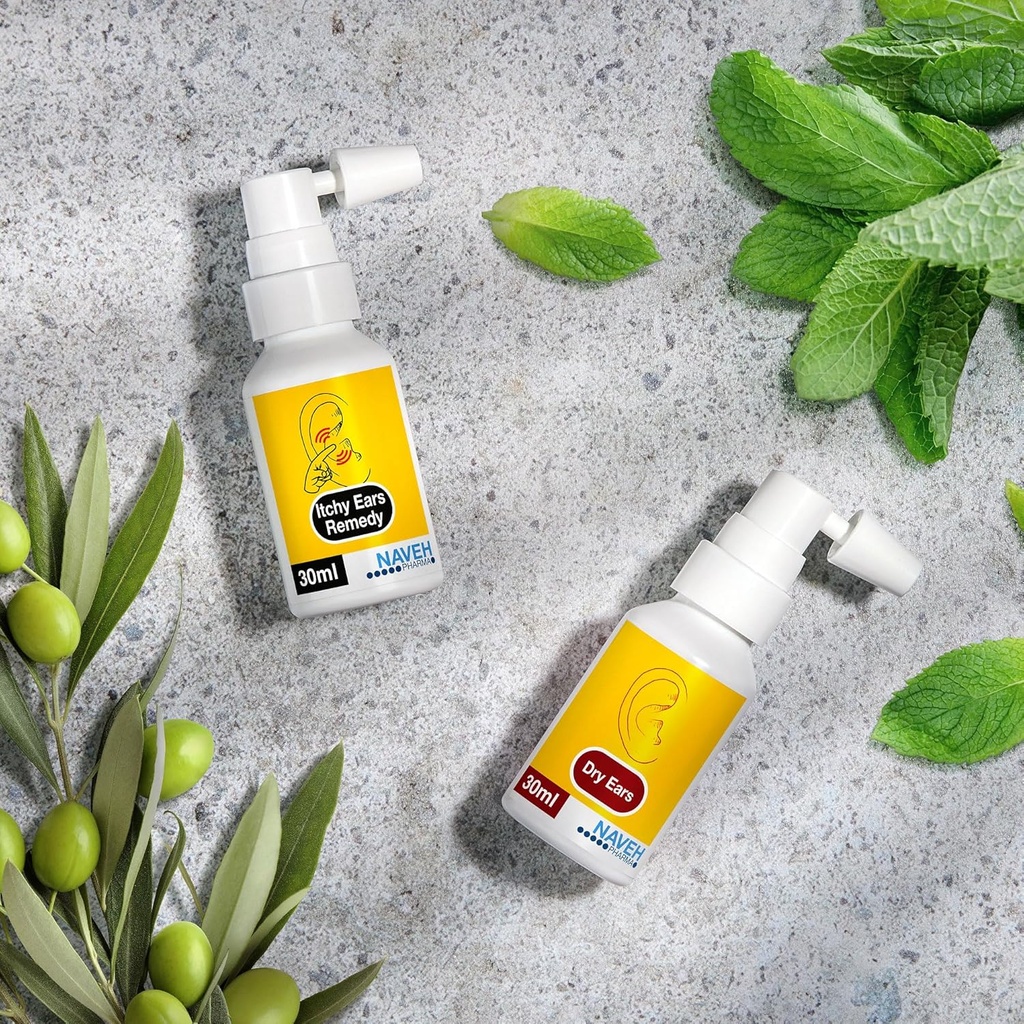 Nettoyage de l'oreille et soulagement de la démangeaison (1 fl oz) + Oreilles sèches de la PHARMA DE NAVEH - Vaporisateur de gouttes d'oreilles de nageurs (1 fl oz)