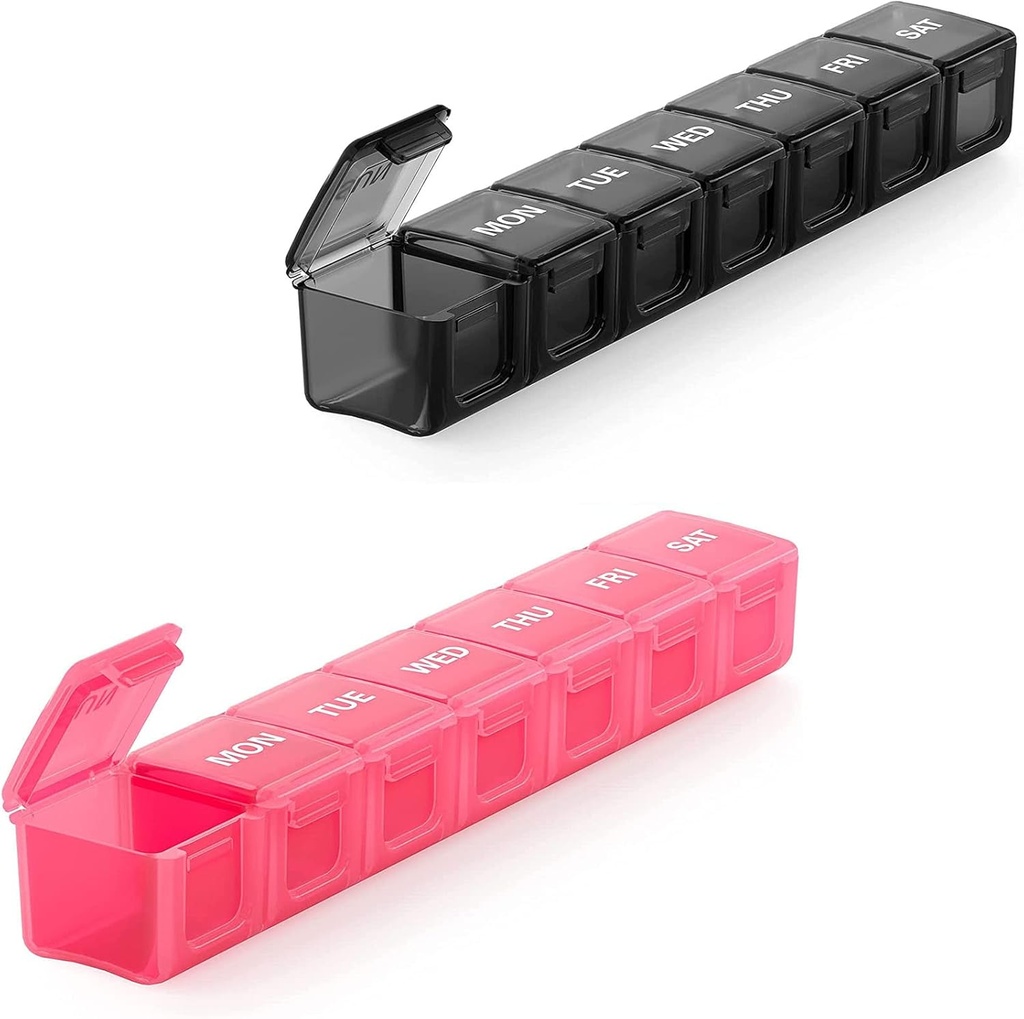 2 Pack Extra Large Pill Organizer, Sukuos Weekly Pill Box, Pill Case, Medicine Organizer pour les vitamines, huiles de poisson ou suppléments