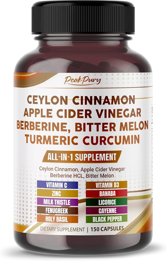 Ceylan Cinnamon Pomme Cider Vinegar Berberine Bitter Melon - Fabriqué aux États-Unis