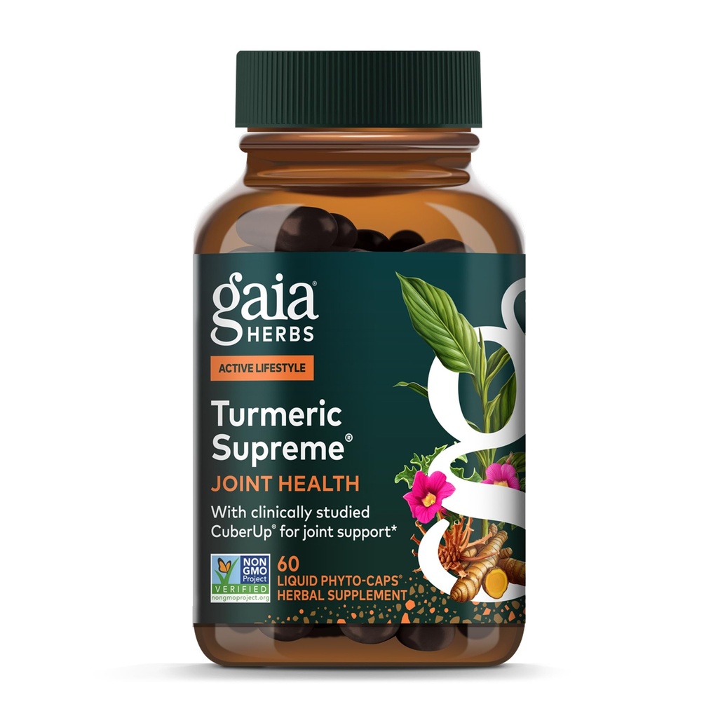 Gaia Herbs Turmeric Supreme Joint Health - Joint Support Supplement - mit Quercetin, Black Pepper, Boswellia, Ginger Root, Curcuminoids, & More - 60 Liquid Phyto-Capsules (15-Day Supply)