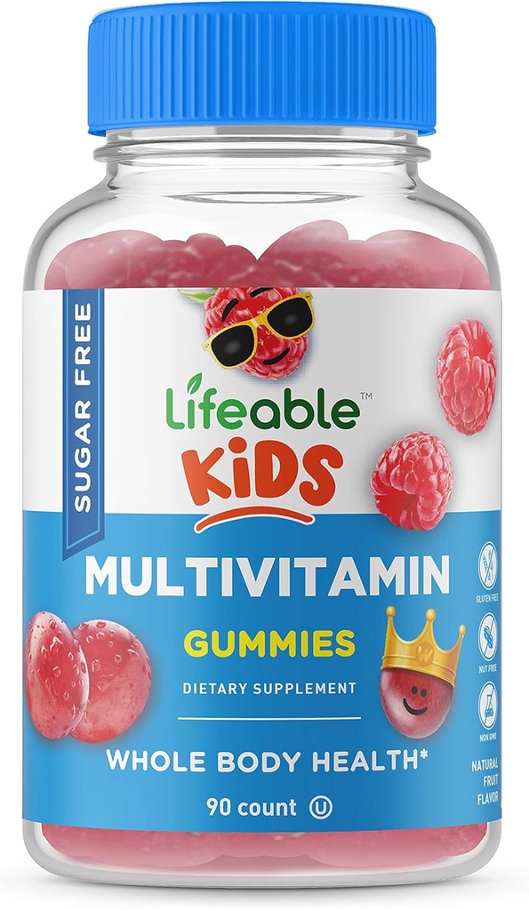 Lebensfähiges Zucker-freies Multivitamin für Kinder – Great Tasting Natural Flavor Gummy Supplement – mit Vitaminen A, C, D, E, Niacin, B6, Folate, B12, Biotin, Pantothenic Acid, Iodine, Zink, – 90 Gummies