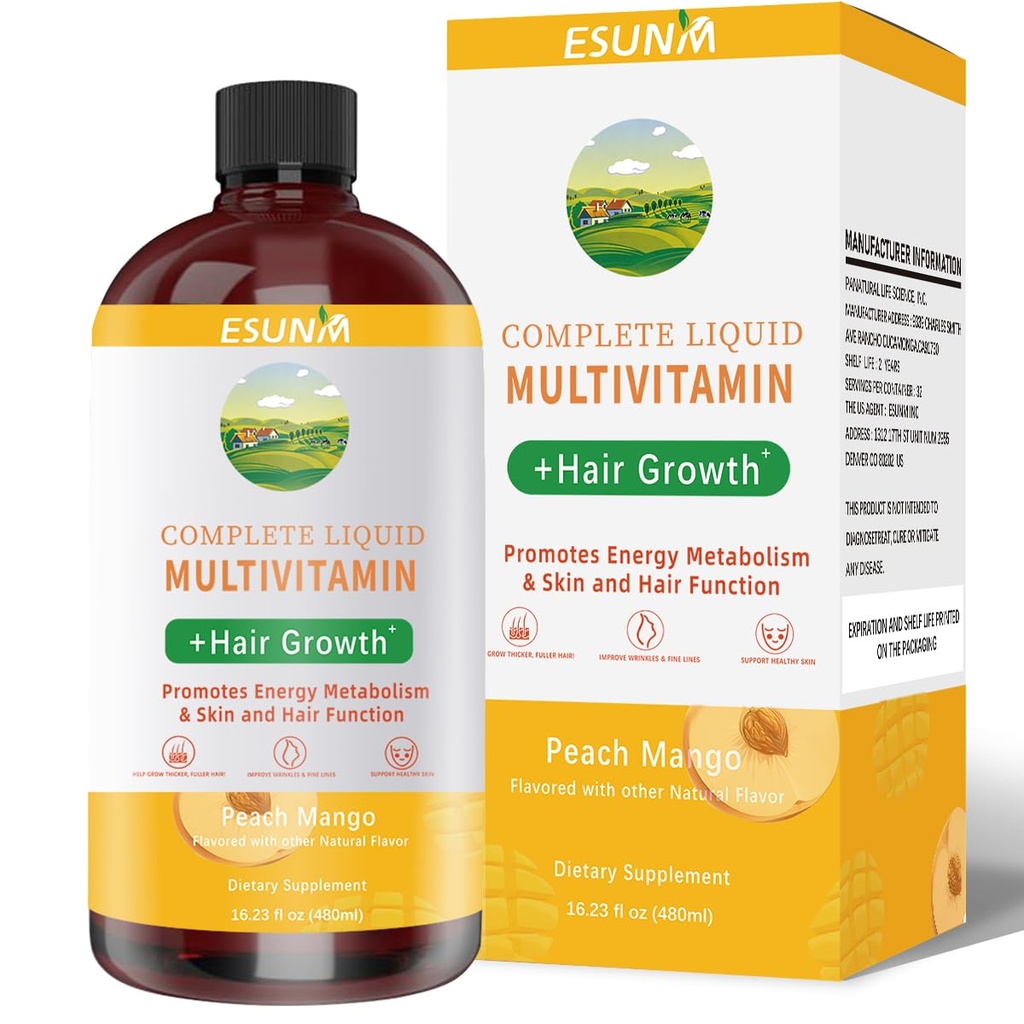 Vollständige flüssige Multivitamin + Haarwachstum, fördert Energie Metabolismus und Haut und Haar Funktion| Vitamin C D | B Vitamine | Hilfe zu Thicker Haar, Falten, Fine Lines, Hautpflege (16.23OZ)