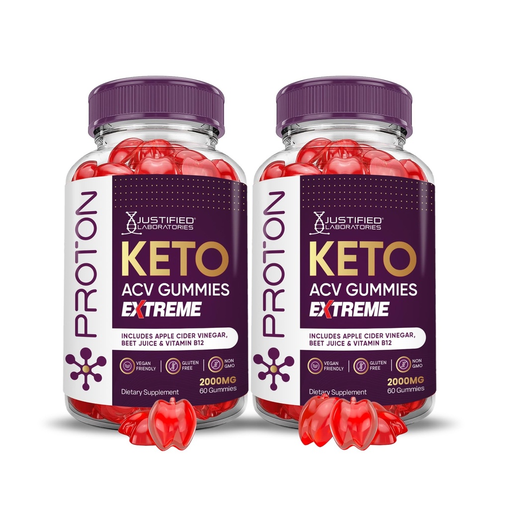 Laboratori giustificati (2 Pack Proton Protein Keto ACV Gummies Extreme 2000MG Proton Keto Gummies Aceto di sidro di mele Formulato con Polvere di succo di barbabietola di melograno B12 Vegan Non GMO 120