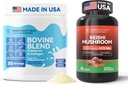 Bovine Colostrum & Collagen Polvere per la salute del fegato, il supporto immunitario, la crescita dei capelli e la bellezza supplemento + Reishi Mushroom supplemento con cordyceps