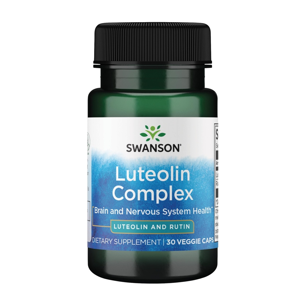 Swanson Luteolin Complex w/Rutin - Supplément de soutien au cerveau Promouvoir la mémoire, l'humeur et la santé cognitive - Formule naturelle pour aider à maintenir le système nerveux - (30 capsules de légumes)