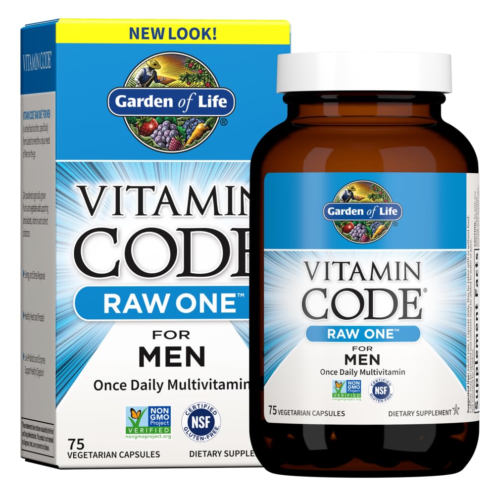Garten des Lebens Vitamin-Code Raw One für Männer, Einmal täglich Multivitamin, 75 Kapseln, Ein Tag Mens Vitamine Plus Frucht, Gemüse und Probiotika für Männer Gesundheit, Vegetarische Multivitamine