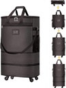 Valises avec roues Sac à bagages extensible Valise pliable avec 4 roues universelles Coffre à roulettes collables (café)