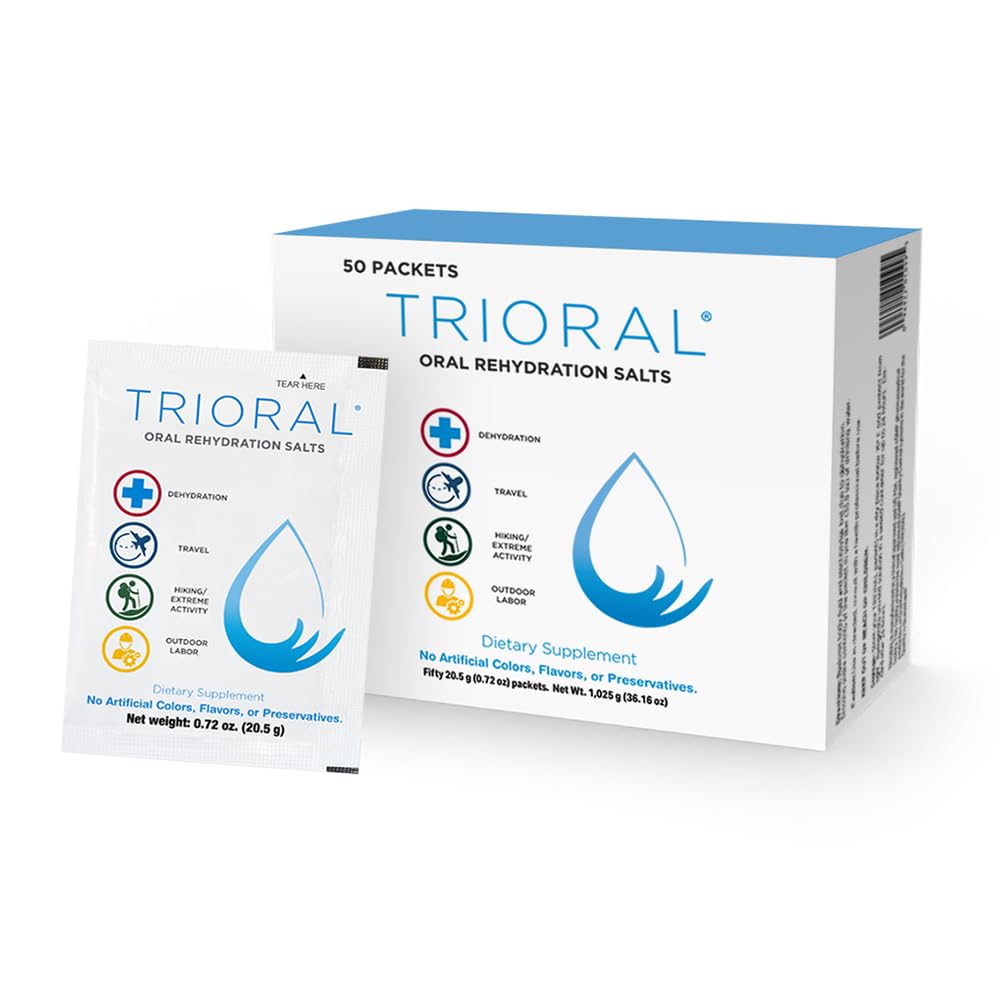 TRIORAL Rehydration Elektrolyt-Pulver - Oral Rehydration Salts - unterstützt die Dehydratisierung von Workouts, Fluid Loss und allgemeine Hydration - 50 Drink Mix Packets