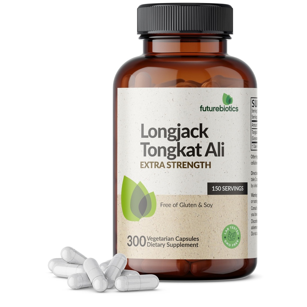 Futurebiotics Longjack Tongkat Ali Extra Strength Energy & Stamina Support - Non OGM, 300 Capsule Vegetariani