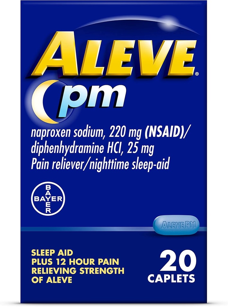Aleve Pain Relief e Nighttime Sleep Aid Naproxen Sodium Caplets ‐ 20 Count