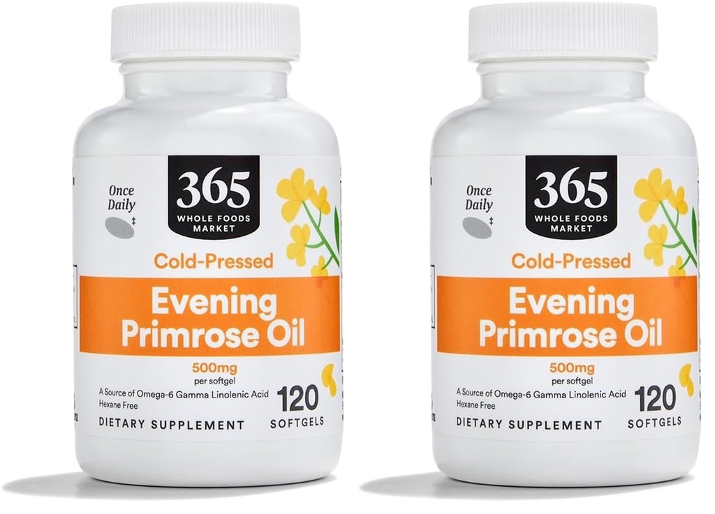 Ganzer Lebensmittelmarkt, Abend Primrose Öl 500Mg, 120 Softgels (Pack von 2)